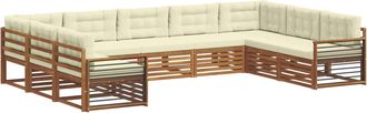 vidaXL Conjunto De Sof&aacute;s De Exterior 9 Uds. Natural Y Crema Vidaxl