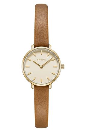 Breda Beverly Leather Strap Watch, 25mm in Gold at Nordstrom