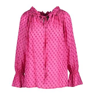L'autre Chose Metallic Viscose Blouse - Dames - Blouses - Roze - 2XS - Overhemden