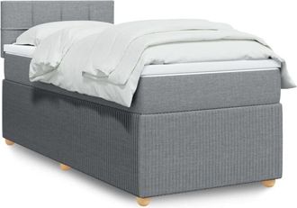 vidaXL Cama Box Spring Con Colch&oacute;n Tela Gris Claro 90x190 Cm Vidaxl