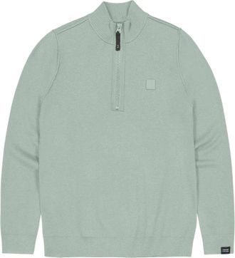 Butcher of Blue Clifden Halfzip - Heren - Sweatshirts & Hoodies - Groen - Maat: 3XL Wol