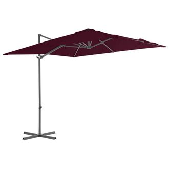 vidaXL Sombrilla Jard&iacute;n Voladiza Palo De Acero Burdeos 250x250 Cm Vidaxl
