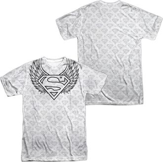 Gildan Superman Winged Shield Repeat (Front/Back Print) Short Sleeve Adult 100% Poly Crew Tee / T-Shirt
