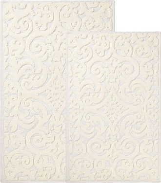 Superior Set Of 2 Large Venere Floral Scroll Washable Bath Rugs