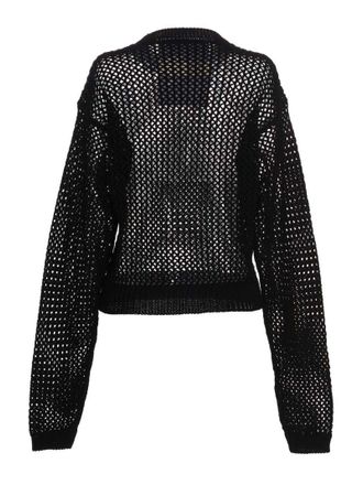 RAMAEL Open-Weave Cotton Sweater - Black