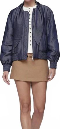 Avec Les Filles Scarf Tie Chambray Jacket In Navy