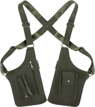 Generic Men PU Leather Multi-Purpose Crossbody Bag Vest Chest Bag (Green)