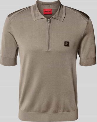 HUGO BOSS Regular Fit Poloshirt aus Viskose-Mix Modell SAYFONG-4 in Hellbraun, Gr&ouml;&szlig;e XL