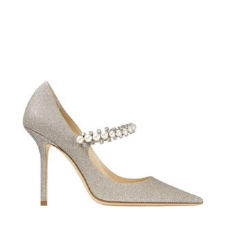Jimmy Choo London Baily Platinum Ice Glitter Pointed Toe Pumps, Brand Size 34 ( US Size 4 )