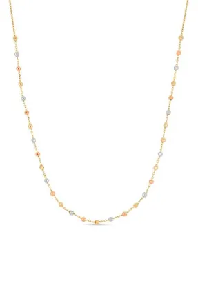 Bony Levy 14K Gold Tri-Tone Beaded Station Chain Necklace in 14K White/rose/yellow Gold at Nordstrom, Size 18