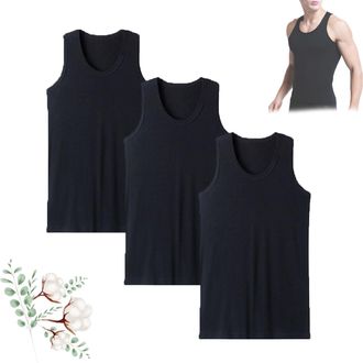 Generic 3 Pack Somnea Beaters, Somnea Tank Top Men, Cotton Compression Shaper Workout T-Shirts, Casual Sleeveless Undershirts for Men (Black,L)