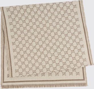 Gucci Sciarpa double face in pura lana con motivo GG jacquard e frange