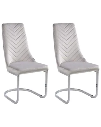 Beliani Set Di 2 Sedie Da Pranzo Cantilever In Velluto Grigio Altoona