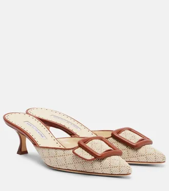 Manolo Blahnik Maysale leather-trimmed mules