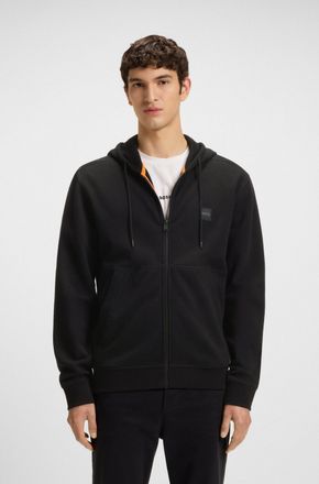 Boss Orange by Hugo Boss Kapuzensweatjacke BOSS ORANGE Zetalky, Herren, Gr. XXL, schwarz (001_schwarz), Sweatware, Obermaterial: 100% Baumwolle, unifarben, loose fit h&uuml;ftbedec