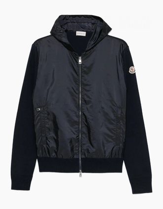 Moncler Mens Hybrid Hooded Cardigan Navy - Size: 38