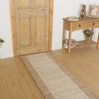 Runrug Hallway Carpet Runner Rug - Soft & Comfy, 9mm - Baroque in Ivory | Size: 70 cm x 330 cm