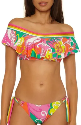 Trina Turk Elara Ruffle Off-the-Shoulder Bikini Top in Multi at Nordstrom, Size 10
