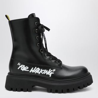 Off-white Black leather For Walking combat boots