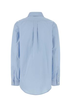 Miu Miu Womens Light-Blue Poplin Shirt Azzurro Exterior: Cotton Camicie