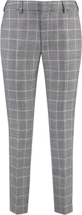 Pantaloni Torino Houndstooth Virgin Wool Tailored Broeken - Dames - Slim Fit Broeken - Zwart - S - Wol - Broeken