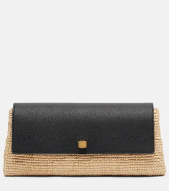 Khaite Clutch Audrey de rafia con piel
