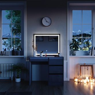 Vicco Tocador Sherry, Antracita, 90 Cm Con Espejo Led