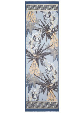 Etro Sjaal met bloemenprint en franje - Blauw