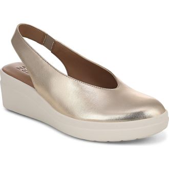 Naturalizer Sutton Slingback Platform Wedge Pump in Light Champagne at Nordstrom, Size 8.5