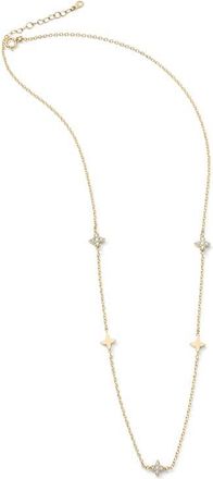 Argento Vivo Pav&eacute; Flower Station Necklace in Gold at Nordstrom