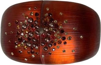 Alexis Bittar Starburst Amber Lucite Hinged Cuff