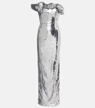 Rachel Gilbert Tamzin sequined one-shoulder gown