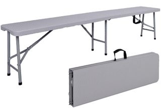 OEM Banco De Catering Plegable Que Se Guarda En Una Maleta, 180 Cm, De Rat&aacute;n Gris