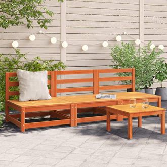 vidaXL Vidaxl - Sof&aacute;s Jard&iacute;n Sin Reposabrazos 3 Uds Madera Marr&oacute;n 70x70x67 Cm