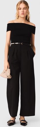 Maje Rib Knit Bardot-neck Top - Black - Maje