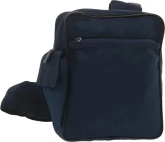 Prada Pre-owned Cross Body Bags, female, Blue, Size: ONE SIZE Pre-owned Nylon Cross Body Bag