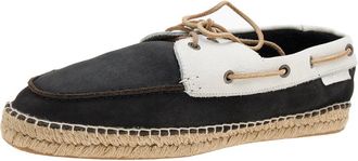 Giorgio Armani Black/white Nubuck Leather Espadrille Boat Shoes