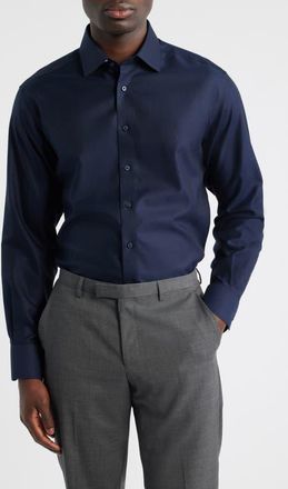 Eterna Royal Twill Modern Fit Solid Non-Iron Cotton Dress Shirt in Navy at Nordstrom, Size 16.5L