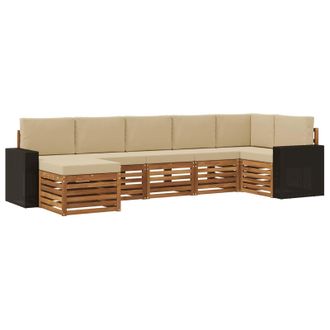 vidaXL Conjunto De Sof&aacute; Seccional Con Coj&iacute;n 7 Pcs Natural Y Beige Vidaxl
