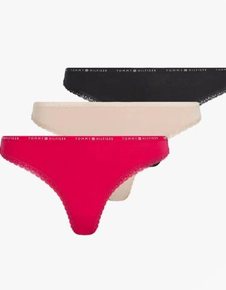 Tommy Hilfiger Womens Tommy Hilfiger 3 PACK LACE Womens Thong Multicoloured - Size: 14