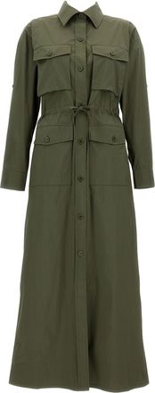 P.A.R.O.S.H. Utility-Inspired Long Shirt Dress with Adjustable Waist