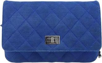 Chanel Pre-owned Clutches, female, Blue, Size: ONE SIZE Pre-owned Wallet on chain