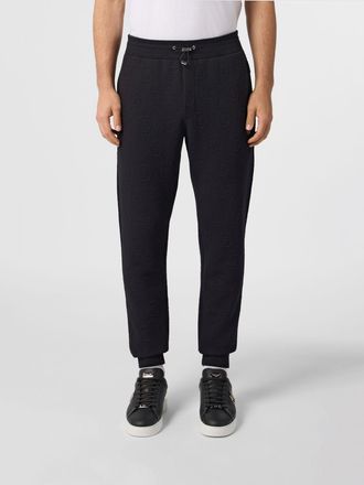 Philipp Plein Jersey Jogging Trousers with Drawstring and Jacquard Hexagon Logo