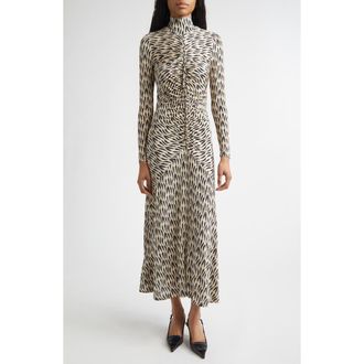 Ulla Johnson Ida Ruched Turtleneck Long Sleeve Maxi Dress in Silhouette at Nordstrom, Size X-Large