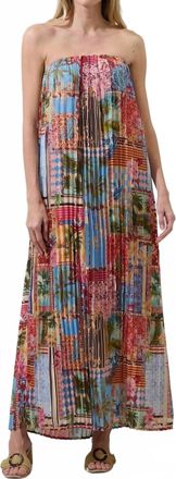 Sugarlips Isabela Pleated Maxi Dress In Blues-Multi