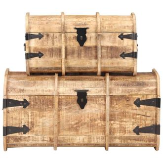 Berkfield Home Storage Chests 2 Pieces Solid Mango Wood in Brown