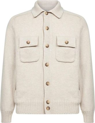 D4.0 Virgin Wool Knit Jacket - Heren - Vesten - Beige - XL - Wol - Truien & Vesten