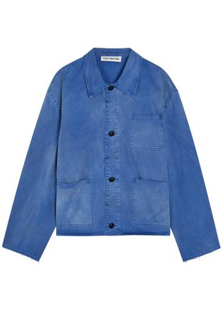 Cole Buxton Patch Pocket Cotton and Wool-blend Overshirt - Blue - XL
