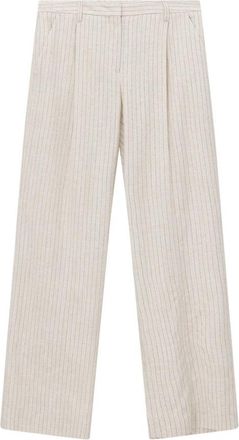 Lardini Wijde broek - Dames - Wijde Broeken - Beige - S - Linnen - Broeken