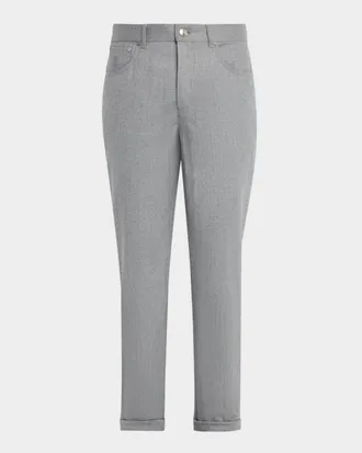 Brunello Cucinelli Men & apos;s Wool Flannel Five-Pocket Pants